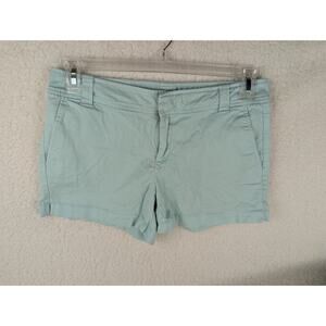 New York & Company Chino‎ Shorts Women's 14 Green Stretch Mid Rise 37 x 3.5 FLAW